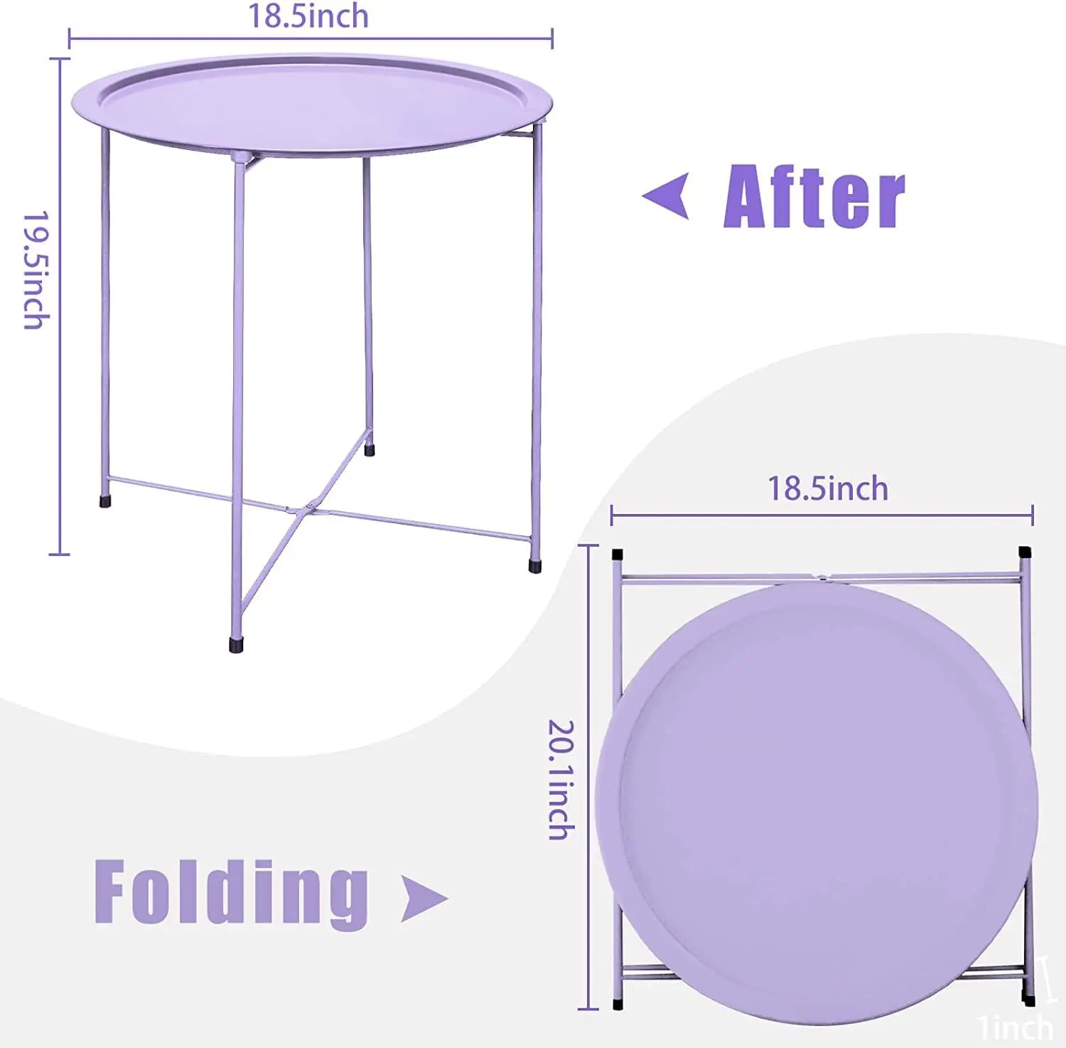Outdoor Side Table, Small Patio Table Metal Side Table, Round Folding Side Table, for Outdoor and Living Room 3