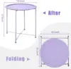 Outdoor Side Table, Small Patio Table Metal Side Table, Round Folding Side Table, for Outdoor and Living Room 3