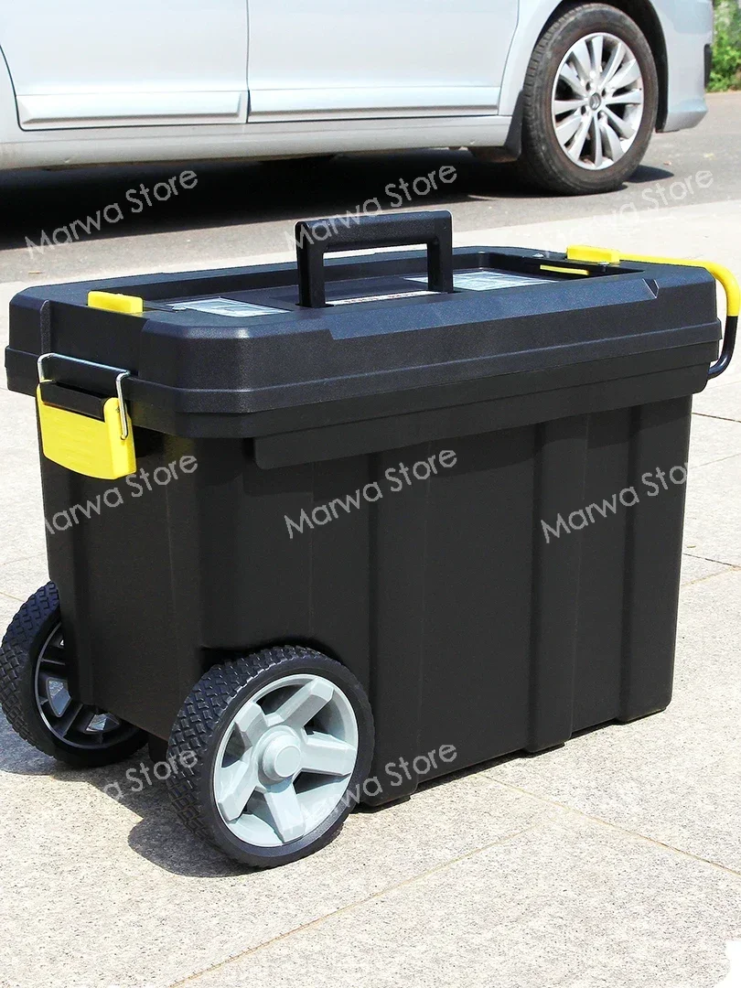 Multi-function trolley tool box, double layer movable box thickened wheelie cart