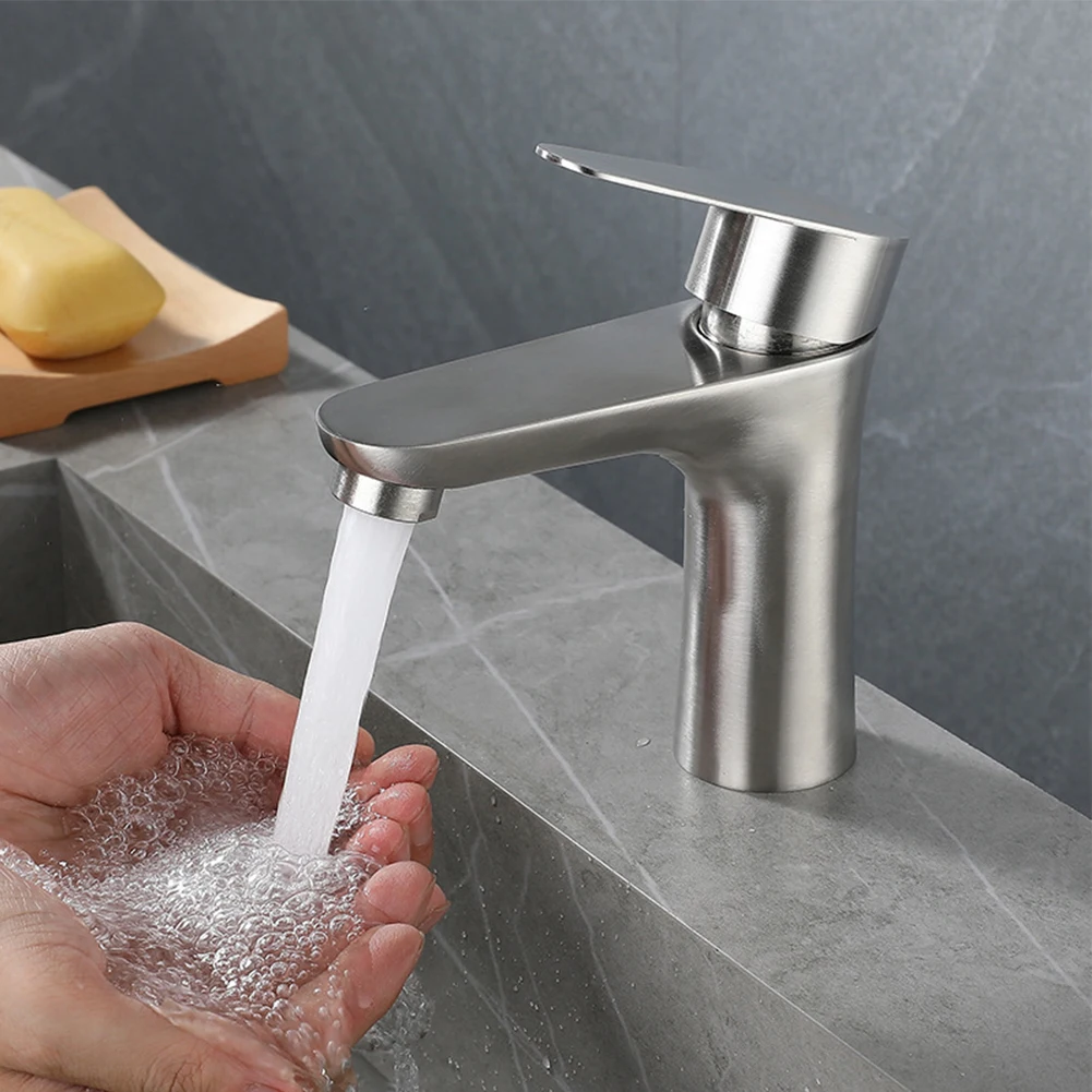 Cold Water Basin Faucet Stainless Steel Bathroom Washbasin Water Faucet Deck Mounted Basin Sink Water Taps Bathroom Accessories