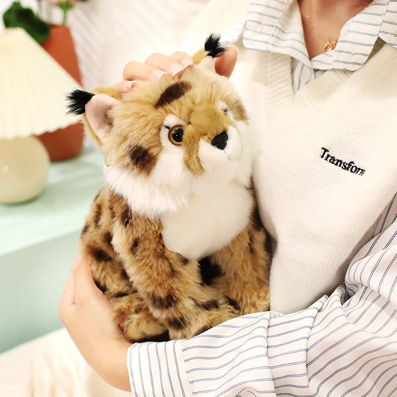 25CM Anime Yellow Leopard Plush Toy Ultra-Soft Simulated Animal Cute Wildlife Doll Lifelike Collectible Kids Gift