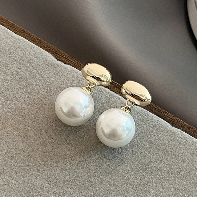 Boucles d'oreilles françaises élégantes en perles plates épissées, couleur or, pour bijoux de fête à la mode coréenne, accessoires doux pour femmes, nouvelle collection 2025