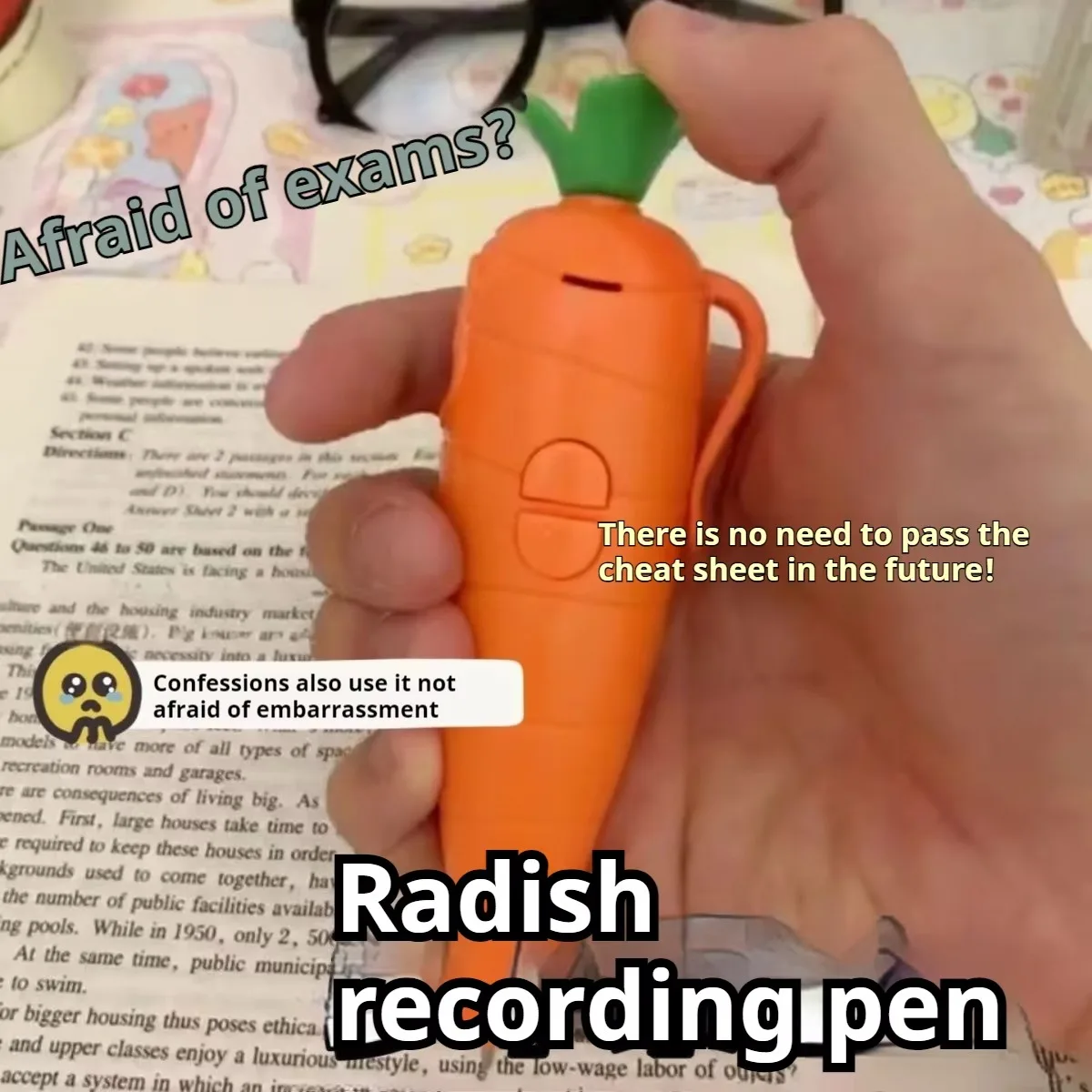 1pcs Crazy Animals Carrot Voice Recorder Ballpoint Pen Stationery for Students Voice Recorder