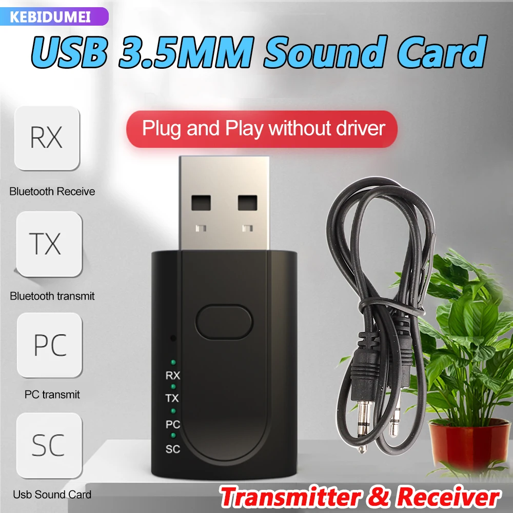 Mini Bluetooth Transmitter Receiver Usb To 3.5mm Mic Headphone Jack