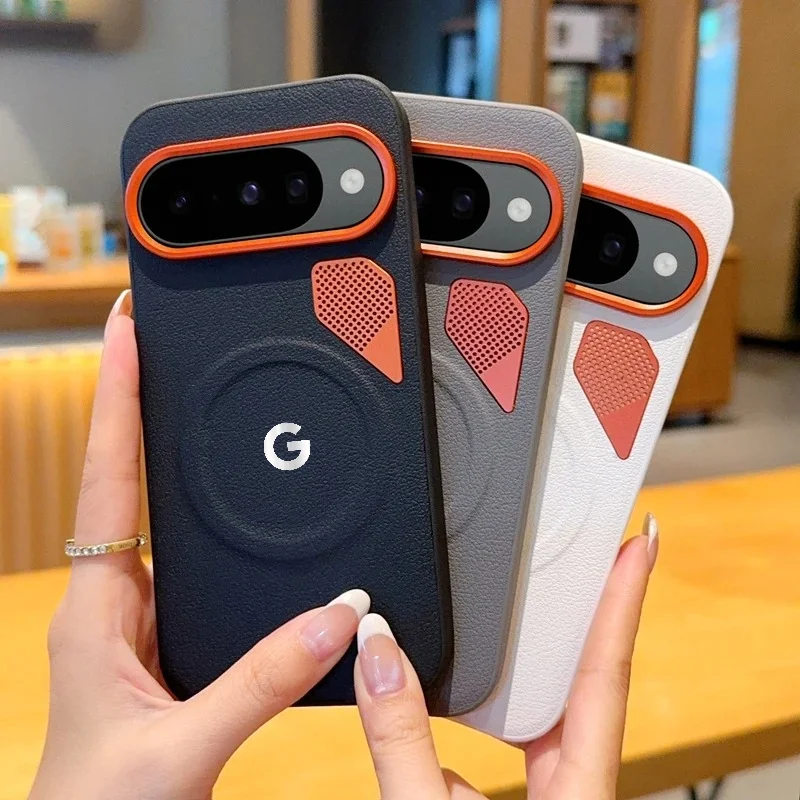 Premium Business PU Leather Phone Case with MagSafe and Alloy Lens Protection
