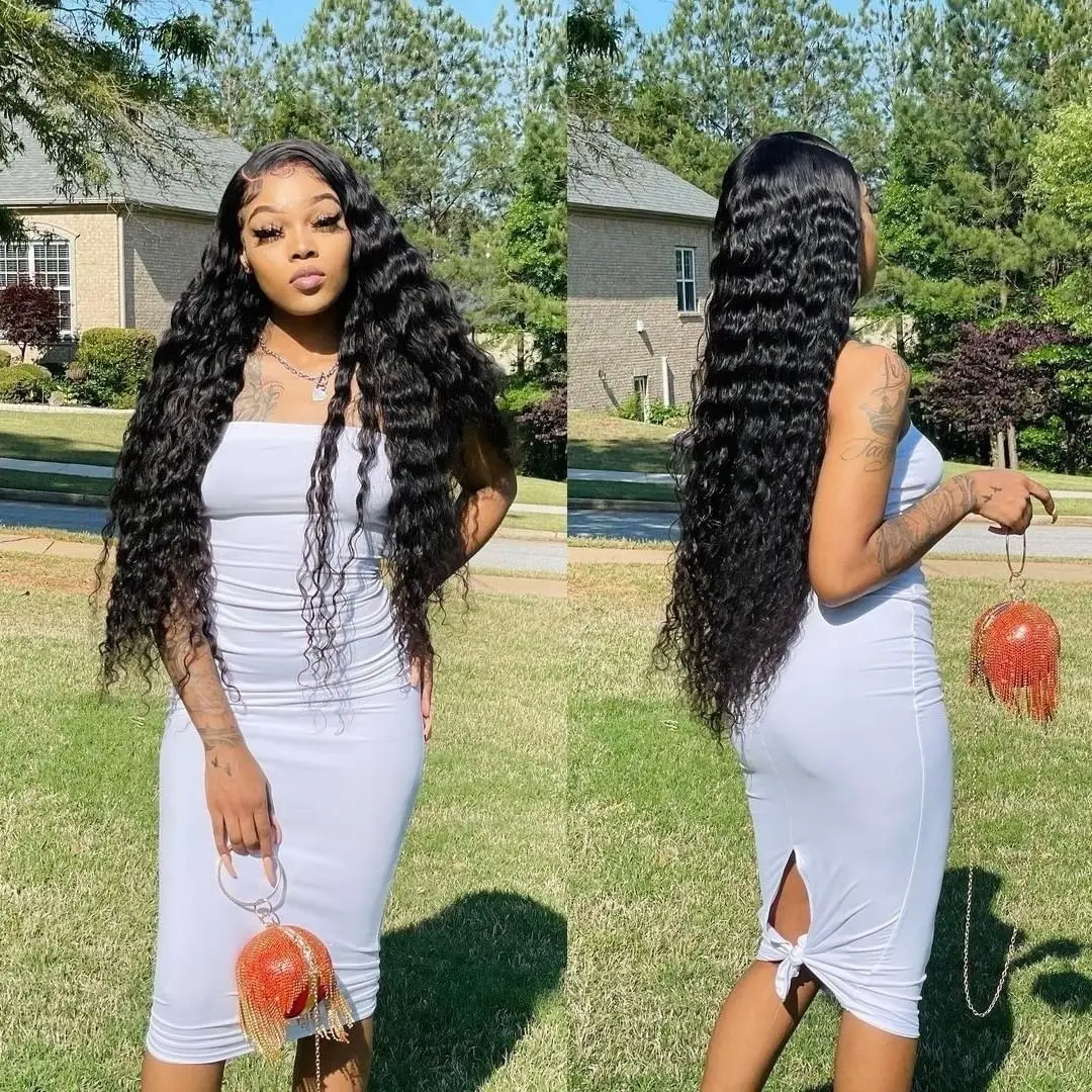 30Inch Indian Deep Wave Human Hair Bundles Unprocessed Raw Virgin Weave Extensions