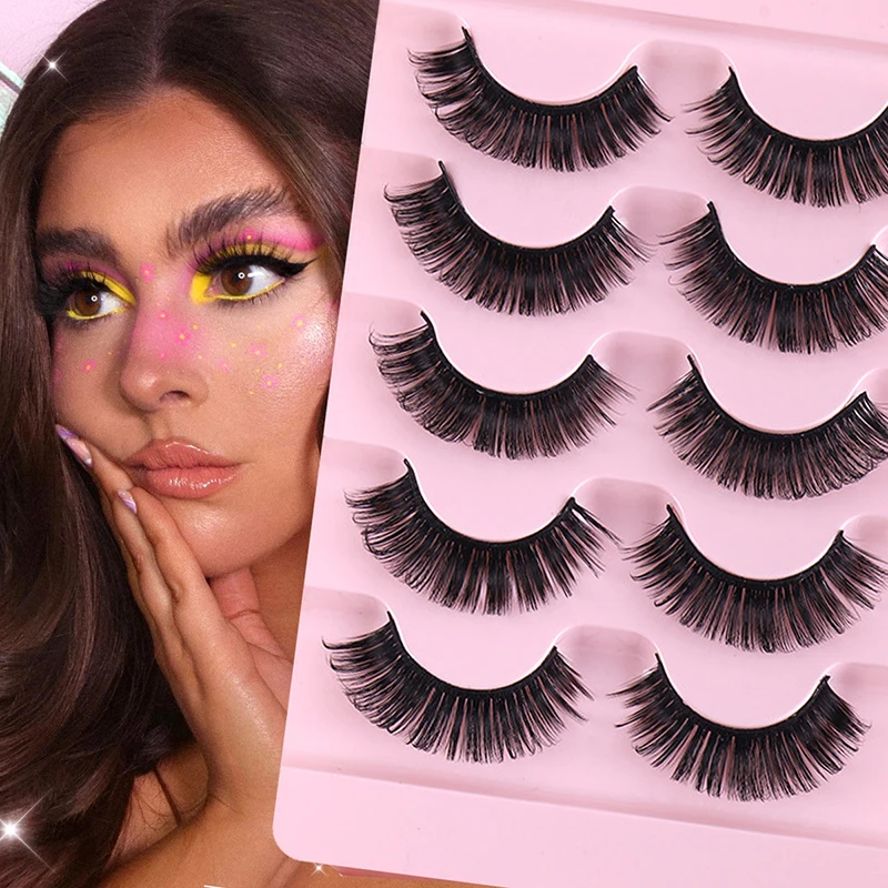 5 Pairs Russia Eyelashes Natural Long 3D Mink Lashes Fluffy Volume Mink False Eyelashes Cruelty Free Wispy Lashes Makeup Cilios wholesale eyelashes 50pairs 3d mink lashes luxury hand made mink lash long lasting volume lashes extension false eyelashes free