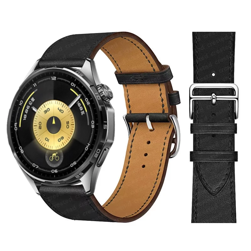 Elegant Leather Wristband Replacement for Smartwatches - 20mm/22mm Strap Bracelet
