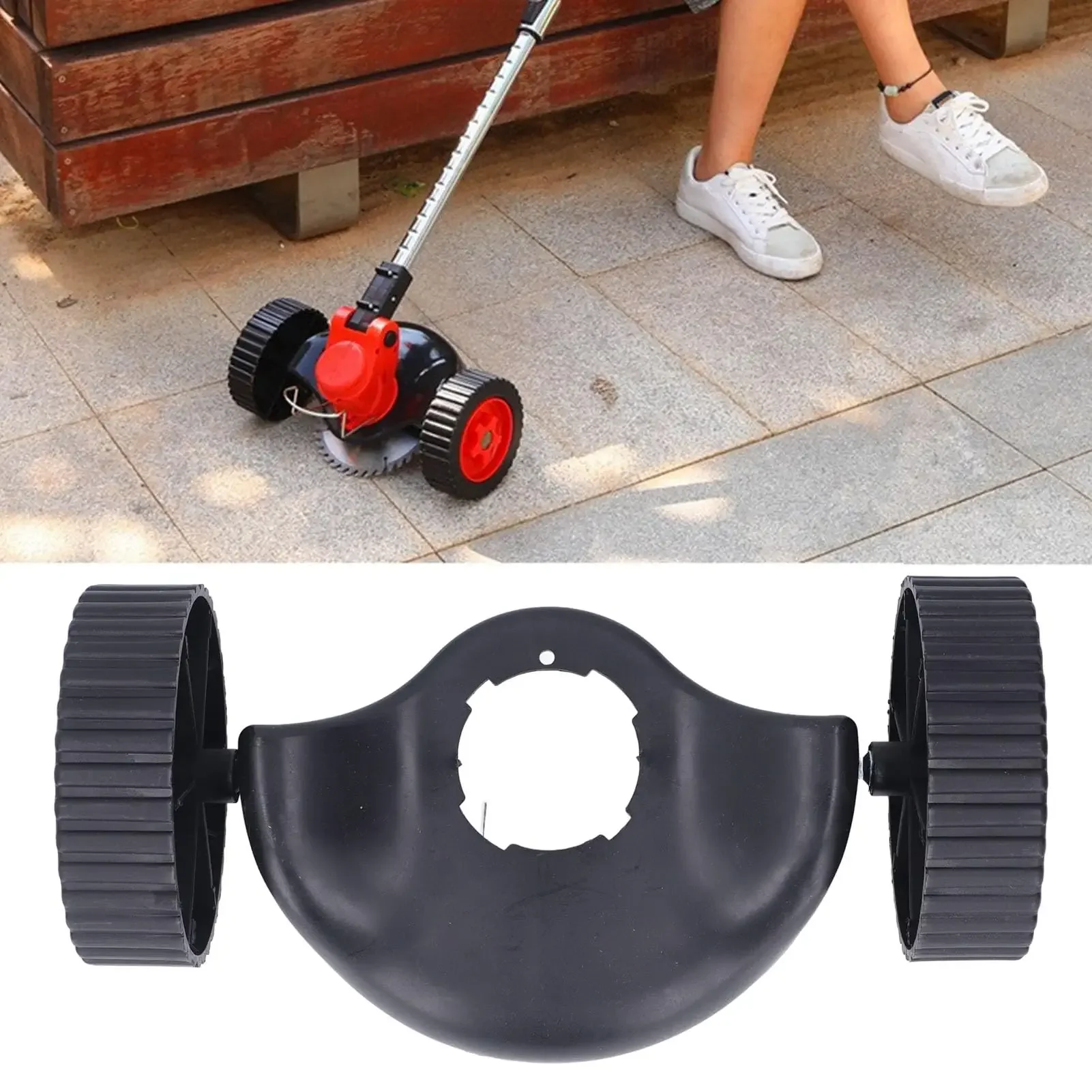 Weed Trimmer Support Wheel Weed Trimmer Support Wheels Grass Trimmer Support Wheel Attachment Universal Adjustable with Protective Cover Grass Cutter Parts