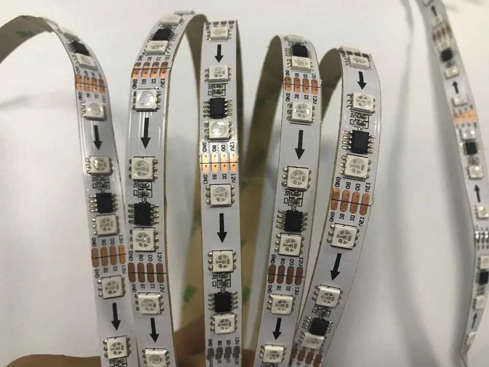 WS2818 5m 60LED/m(20픽셀/m) DC12V RGB 풀 컬러 LED 픽셀 스트립, 비방수, IP33