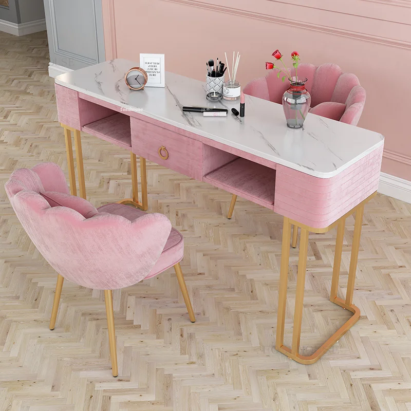 Modern Minimalist Nail Tables Manicure Shop Table and Chair Set Light Luxury Single Double Professional Manicure Table Chair AA