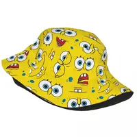 Casual Funny Cartoon Spongebobed Bucket Hat For Women UV Protection Kawaii Bob Hats Caps Beach Vacation Getaway Headwear 2