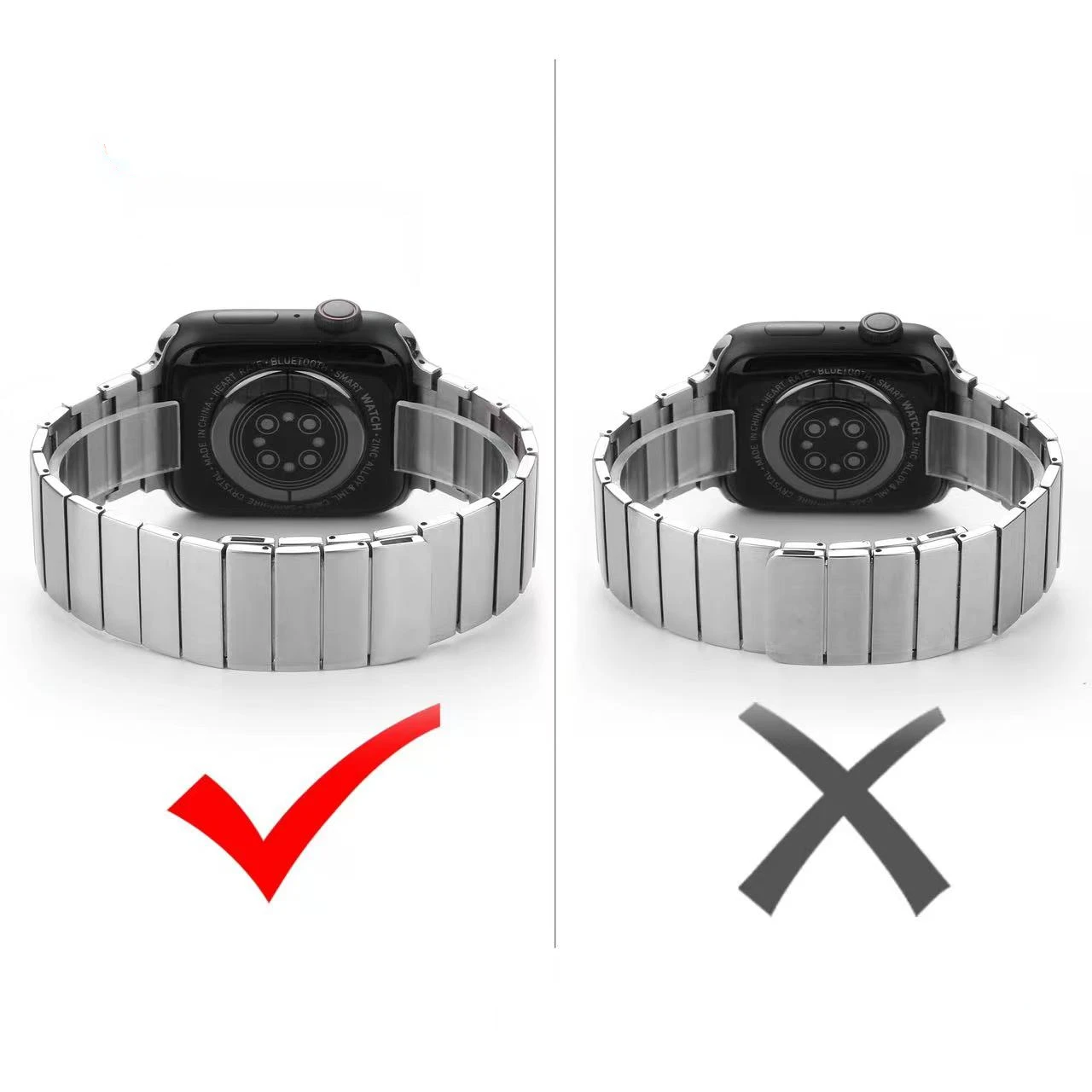 Metal Link Bracelet For Apple Watch 45mm 44mm 42mm 41mm 40mm Stainless Steel Magnetic Loop Belt For iWatch Ultra 8 7 6 5 4 3 SE