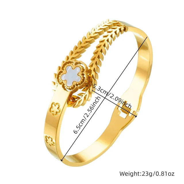 DIEYURO 316L Stainless Steel Golden Design Sense Bangle For Women 2024 New Retro Cuff Bracelet Men Non-fading Jewelry party Gift 2