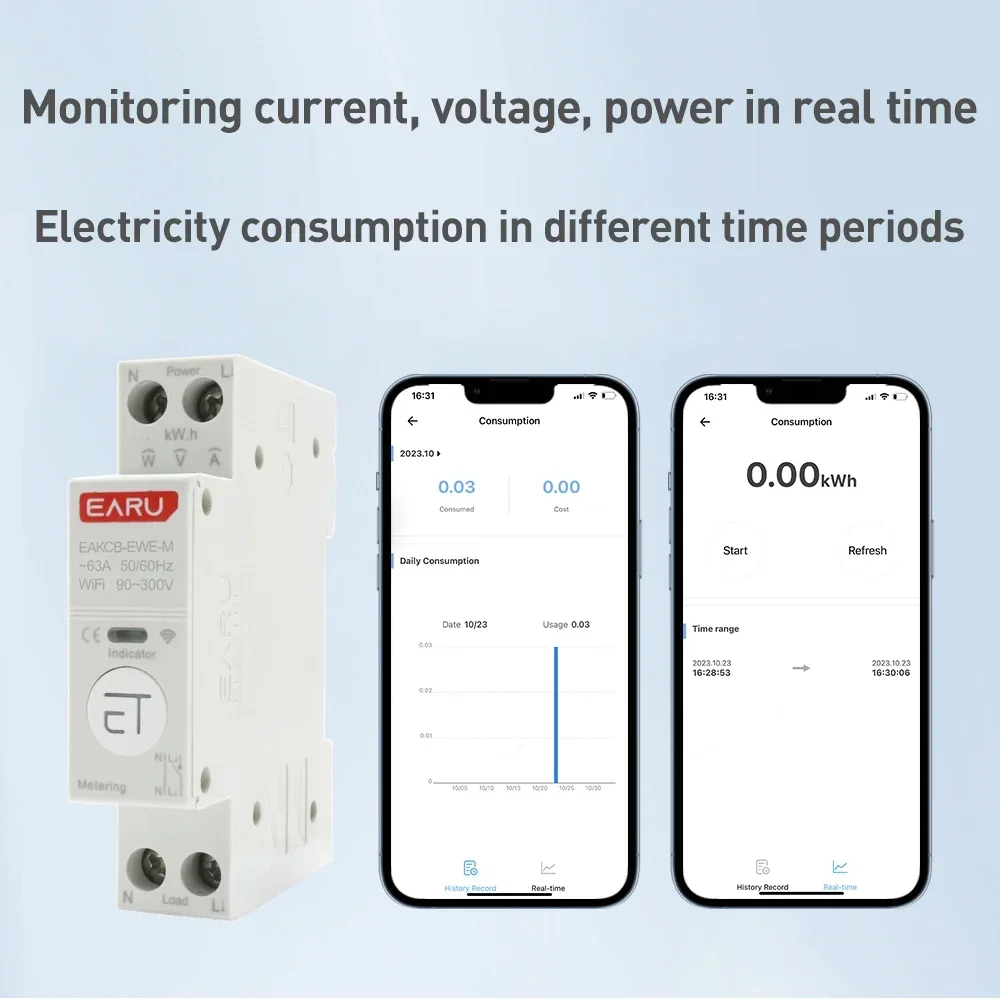 Ewelink Wifi Smart Stroomonderbreker Mcb 1P 63a Timer Power Energy Kwh Spanningsstroom Meter Beschermer Stem Afstandsbediening Schakelaar