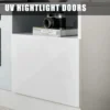 LED Light Entertainment Center w/36" Electric Fireplace, 70" Modern Wood Entertainment Stand w/ Highlight Storage Cabinet ,White 4