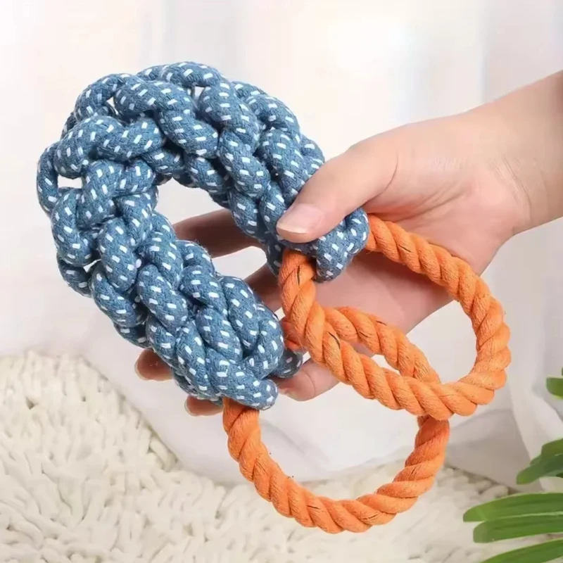 Hand woven pet dog toys for teeth cleaning and chewing pleasure Biting rope dog toys are sturdy bite resistant stress relieving