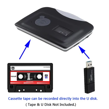 휴대용 카세트 플레이어 테이프, MP3 변환기 레코더, 오디오 플레이어, 이어폰 포함 카세트 USB 플래시 드라이브로 변환