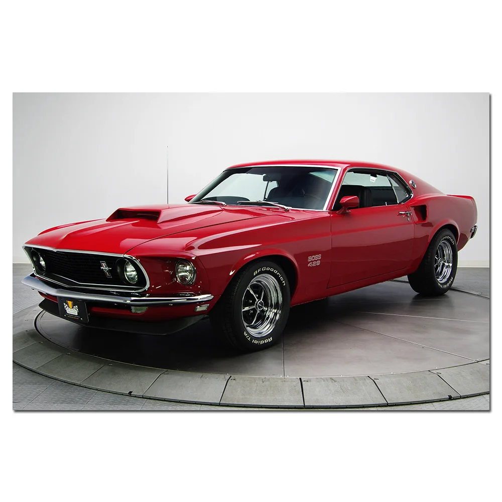 

Ford Mustang Boss Red Muscle Car Posters Wall Art Decorative Pictures Canvas Paintings for Living Room Bedroom Home Decor