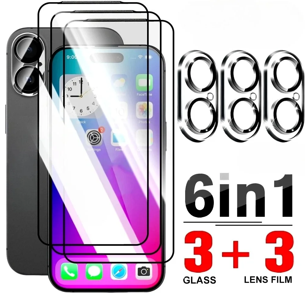 מגן מסך מלא 6 ב-1 Ultra HD עבור iPhone 17 16 14 15 Pro Max Air 16e עדשת מצלמה סרט עבור iPhone 13 12 11 Pro 14 15 Plus