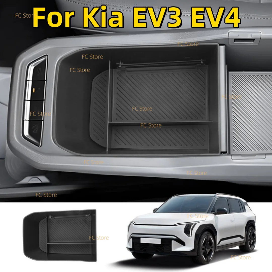 Für Kia EV3 EV4 2024 2025 2026 Mittelkonsole Armlehnen-Aufbewahrungsbox ABS Ordnungsbox Organizer Auto-Zubehör Weihnachten – Detail 1