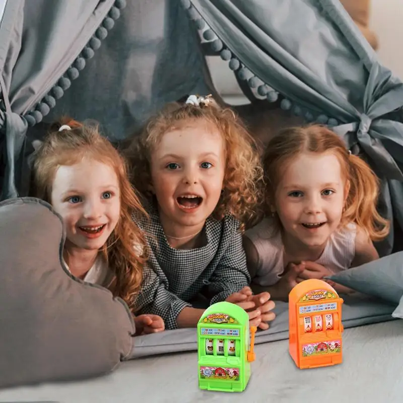 Kid Mini Slot Toy Machine Mini Coin Bank Slot Toy Machine Toy With Handles Realistic Random Style Electronic Tabletop Casino Toy 3