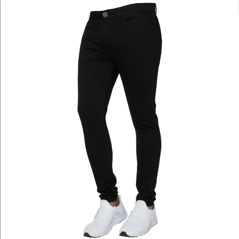 New Men's Stretch Skinny Jeans Fashion Elastic Cotton Slim Denim Pants Male Plus Size Pencil Pants Pure Color Casual Trousers
