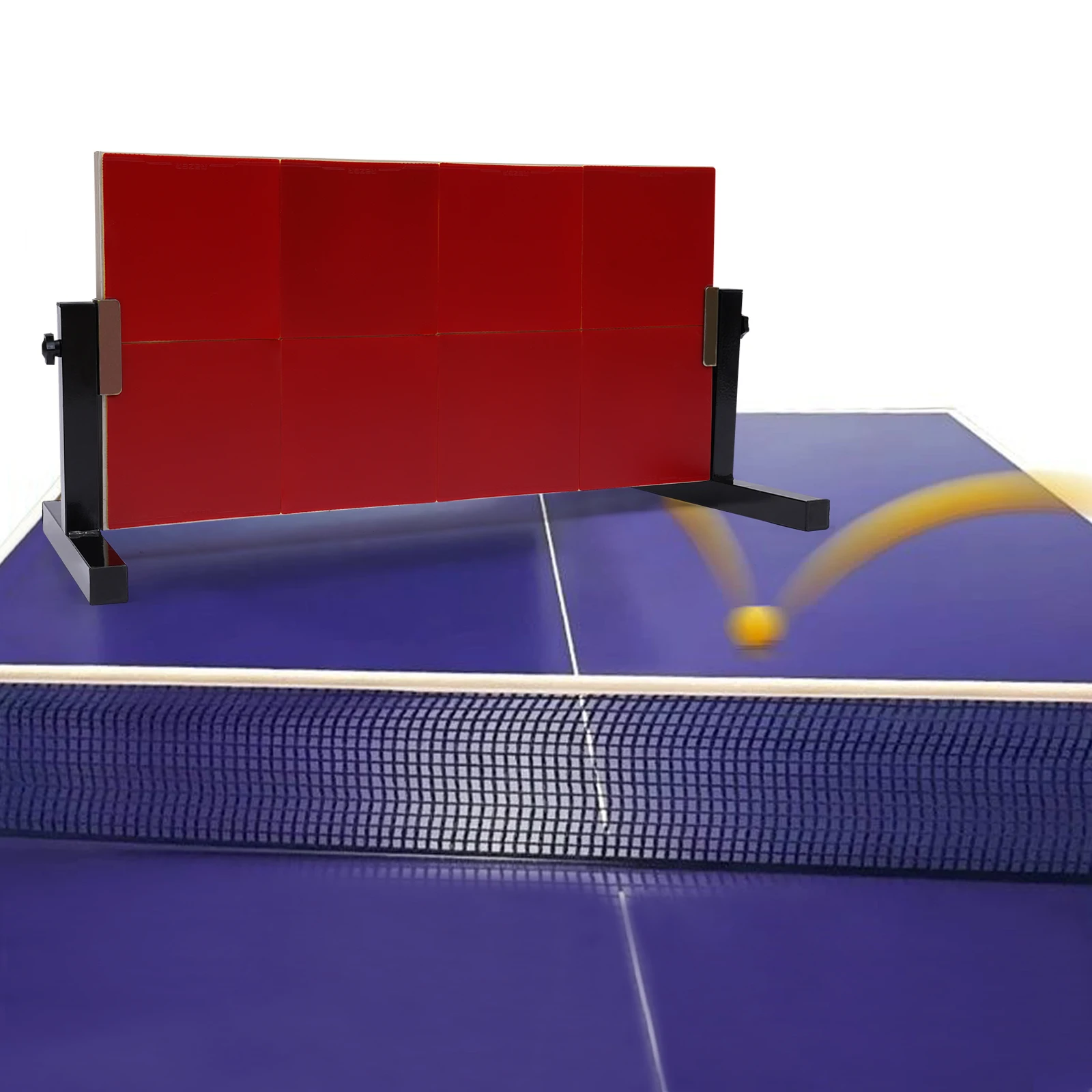 Table Tennis Rebound Board Rebounder with 8 Red Rubbers, Self Training Equipment Easy to Install