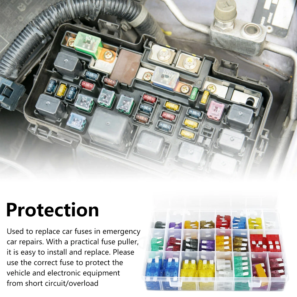 344Pack Car Fuse Blade Fuses Kit Auto Truck Standard Mini Blade Assorted 2/3/5/7.5/10/15/20/25/30/35/40A Fuse Auto Accessories