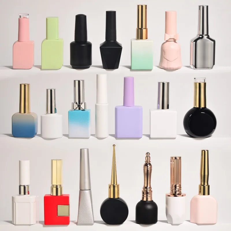 10pcs Black and White Nail Polish Bottle Empty Bottle New Minimalist Style 10ML 5ML15ML Nail Polish Adhesive Empty Bottle