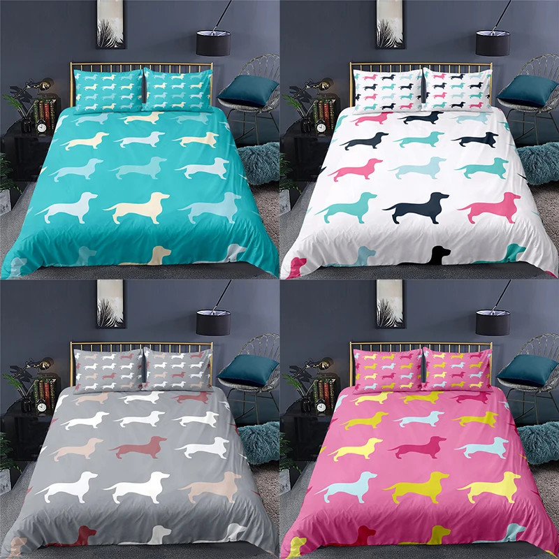 

Bedding Set Luxury 3D Dog Print 2/3Pcs Kids Aldult Animal Duvet Cover Pillowcase Home Textile Single/Queen/King Size Bedding