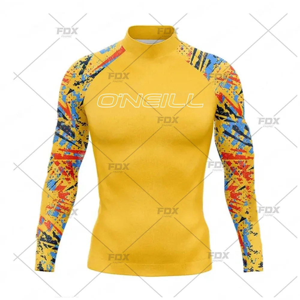 Oneill Men's Surfing Long Sleeve Surf Shirt Rashguard UV Protection Beach Sunwear Swimwear UPF Gym Clothes