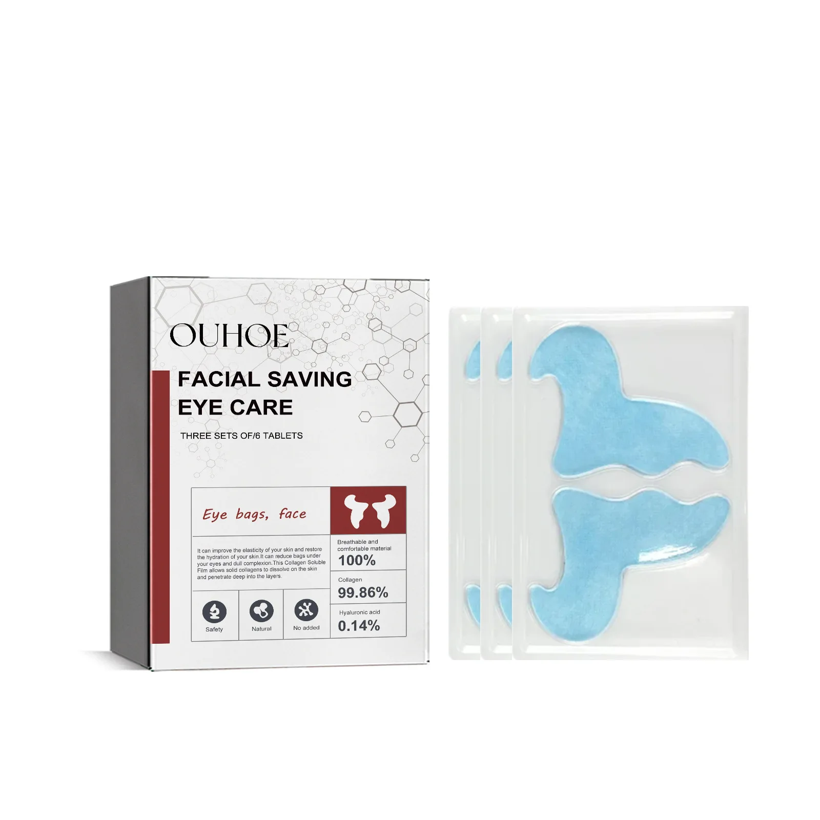 Anti-rynker øjenmaske Kollagen Anti-aldring mørke cirkler Lysner hævede fine linjer Øjenposer Fjernelse Opstrammende fugtgivende øjenplaster_voghion.com