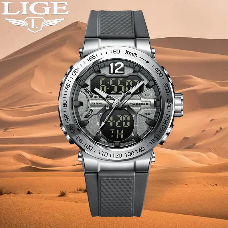 

LIGE Men Watch Top Brand Luxury Sports Quartz Mens Watches Silicone strap Luminous Waterproof Wristwatch Men Relogio Masculino