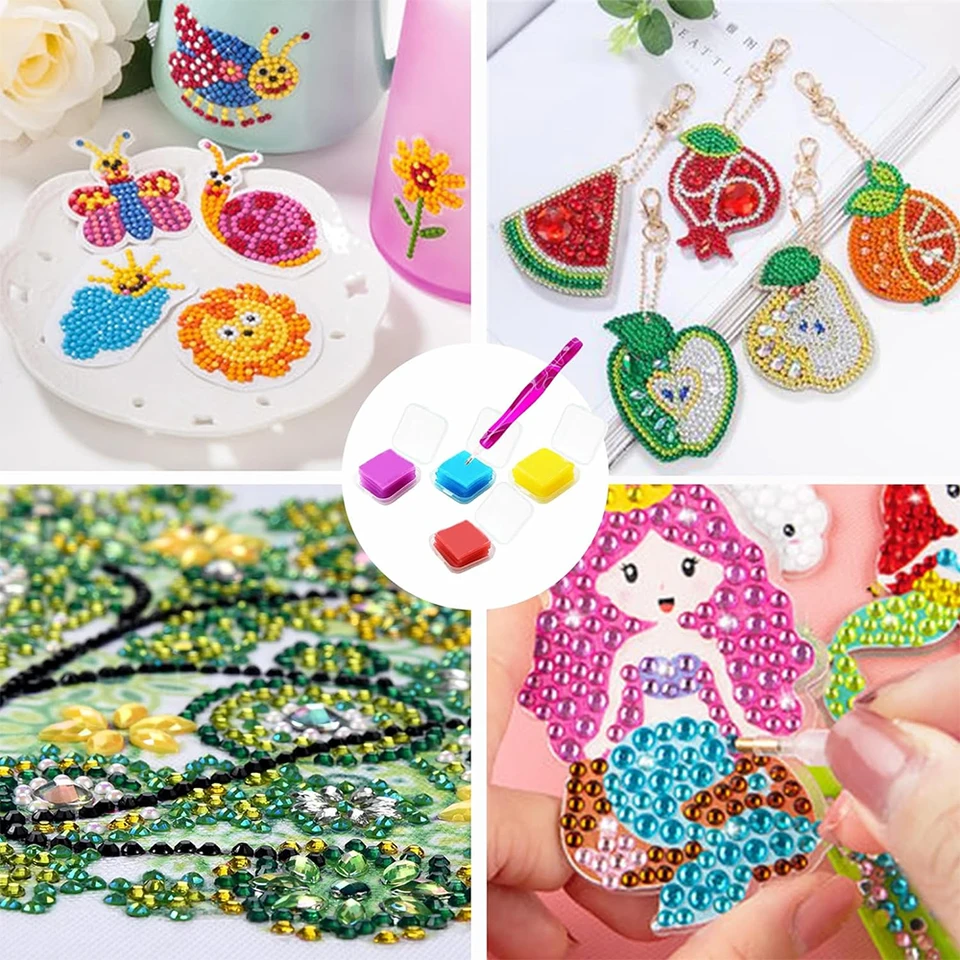 10 Heart-Shaped Diamond Art Wax Clay Kits With Storage Box - 5D Painting Glue & Tools