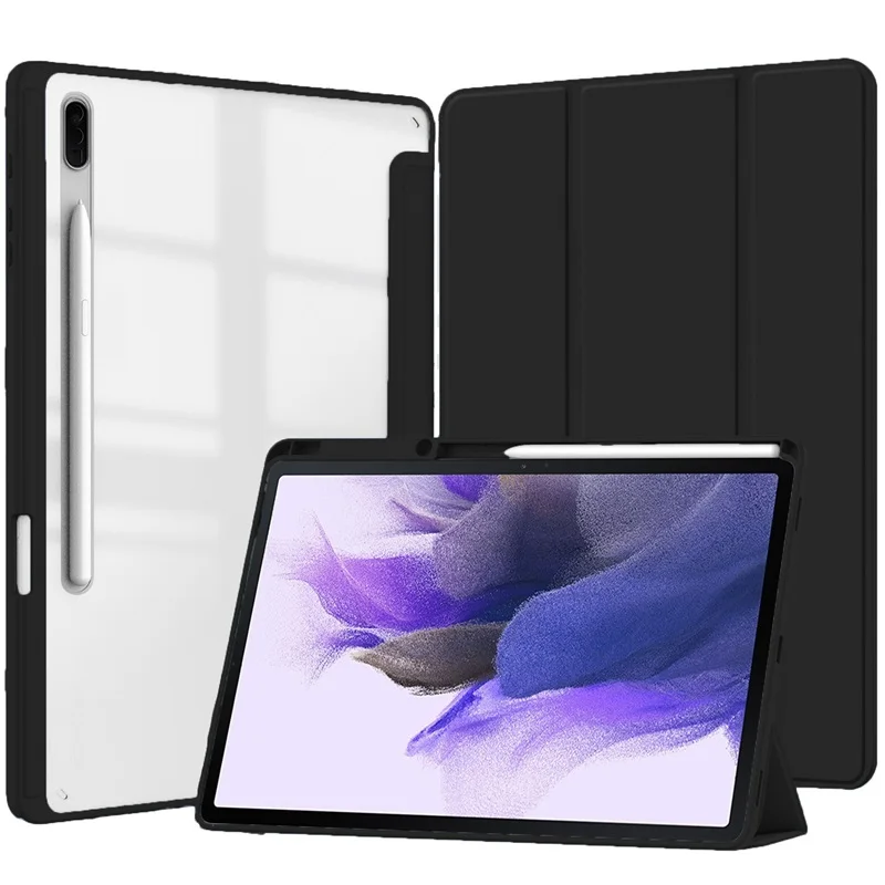 Clear Back Tablet Cover with S Pen Holder and Auto Wake/Sleep