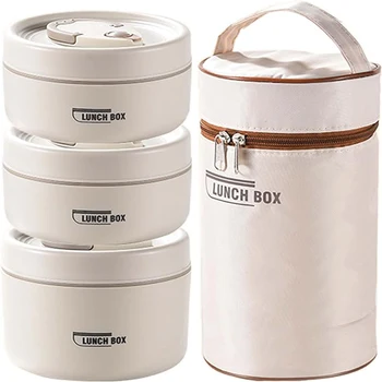 Ensemble de récipients à déjeuner isolés portables avec boîte à déjeuner thermique 3 récipients à déjeuner empilables séparés pour enfants adultes 1
