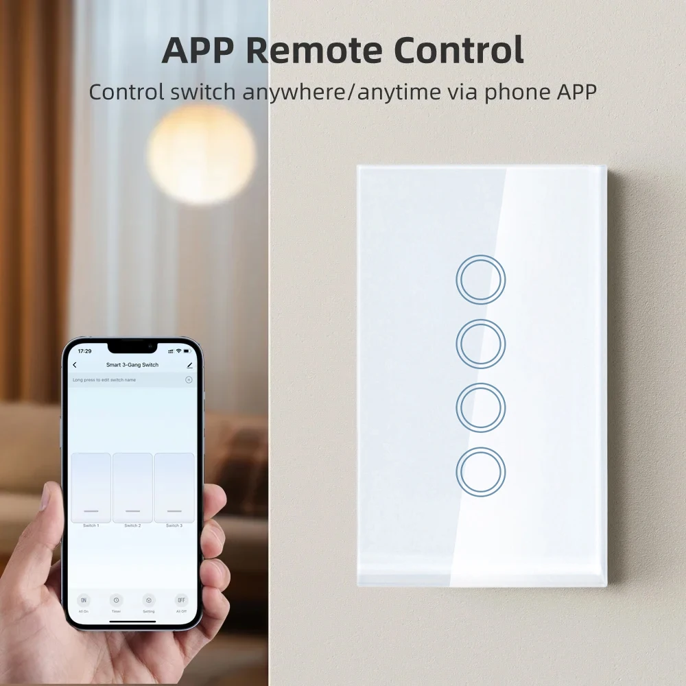 Tuya ZigBee WiFi Smart Light Switch 1 2 3 4 gang 2500W Touch Switch With Neutral Wire Smart Life Control Via Alexa Google Home