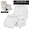 4Pcs Elastic Recliner Sofa Cover Printed Stretch Recliner Slipcovers with Side Pockets Non Slip Sofa Slipcovers for Living Room 4