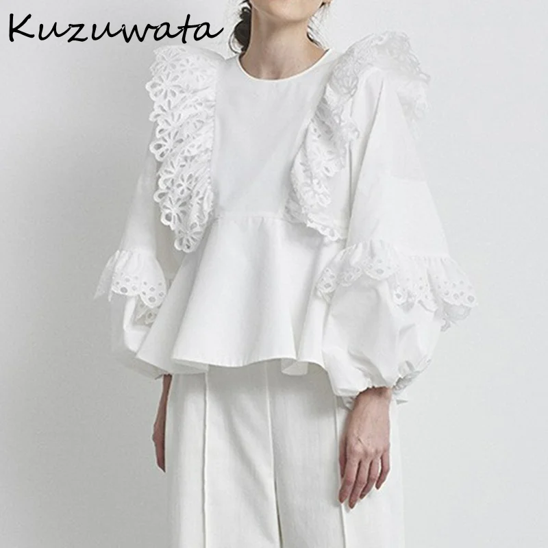 Kuzuwata весенне-летние японские рубашки с ажурным кружевом в стиле пэчворк