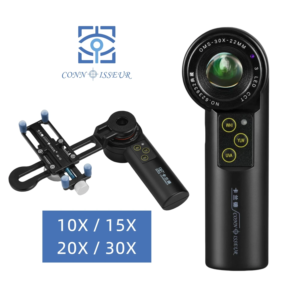 OMS-10X 무영 LED 휴대용 돋보기 15X 20X 무색 루페 골동품 보석 보석 시계 식별 도구