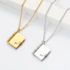 Classic Gold/Steel Color Book Pendant Stainless Steel Necklace Jewelry for Women Men Wholesale Hypoallergenic 1