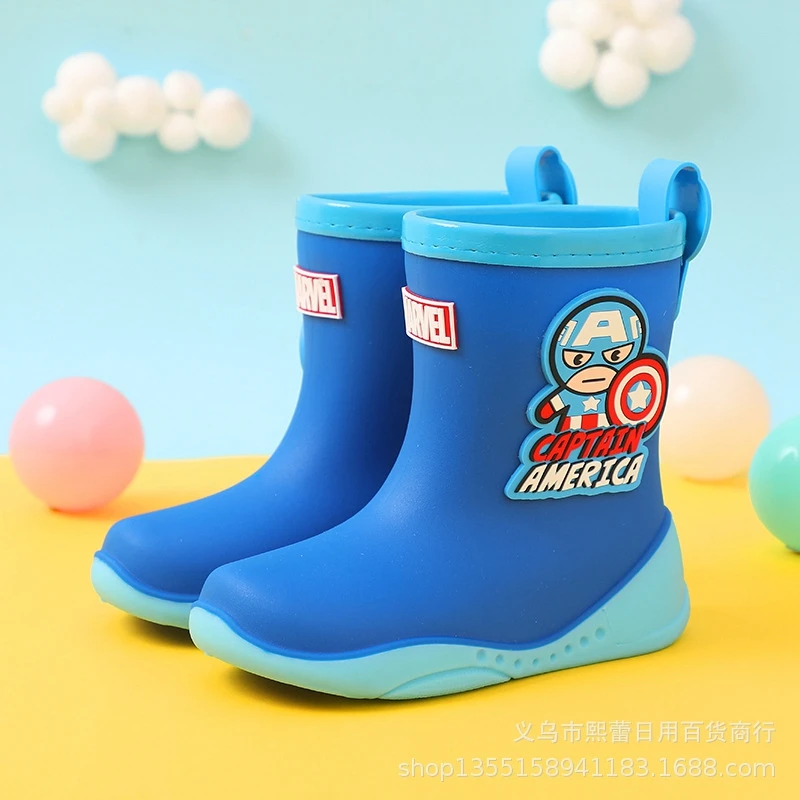 Kids Boys Waterproof Shoes Rain Boots Girls Cartoon Spiderman