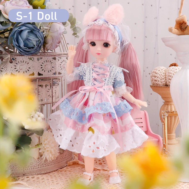 12 Zoll Anime bjd Puppe Kinder Mädchen 4 bis 16 Jahre Puppenhaus Zubehör Rock Hut Kopfschmuck mit Kleidung verkleiden DIY Spielzeug Geschenke – Detail 1