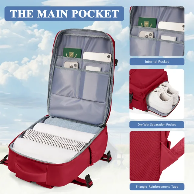 Airplane Approved Backpack for Women Travel Backpack Large Capacity Hand Luggage Multifunctional Bag Men Waterproof Laptop Bag 4