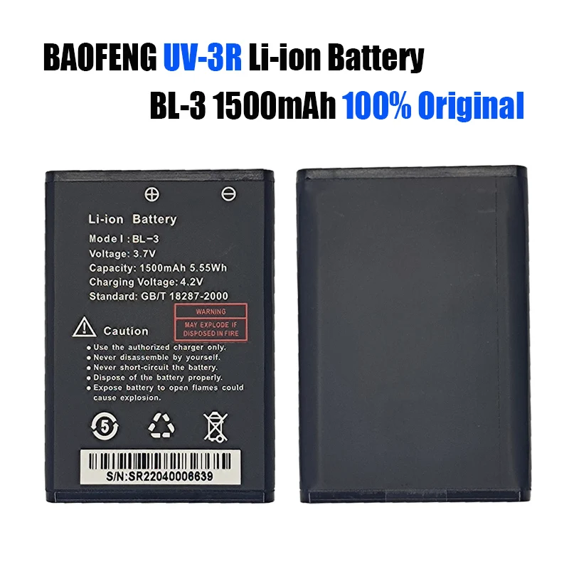 10 Pcs BL-3 BAOFENG Walkie Talkie UV-3R BF-T6 BF-C50 BF-R5 Li-ion Battery 1500mAh UV3R BFT6 C50 R5 Two Way Radios Extra Battery 2