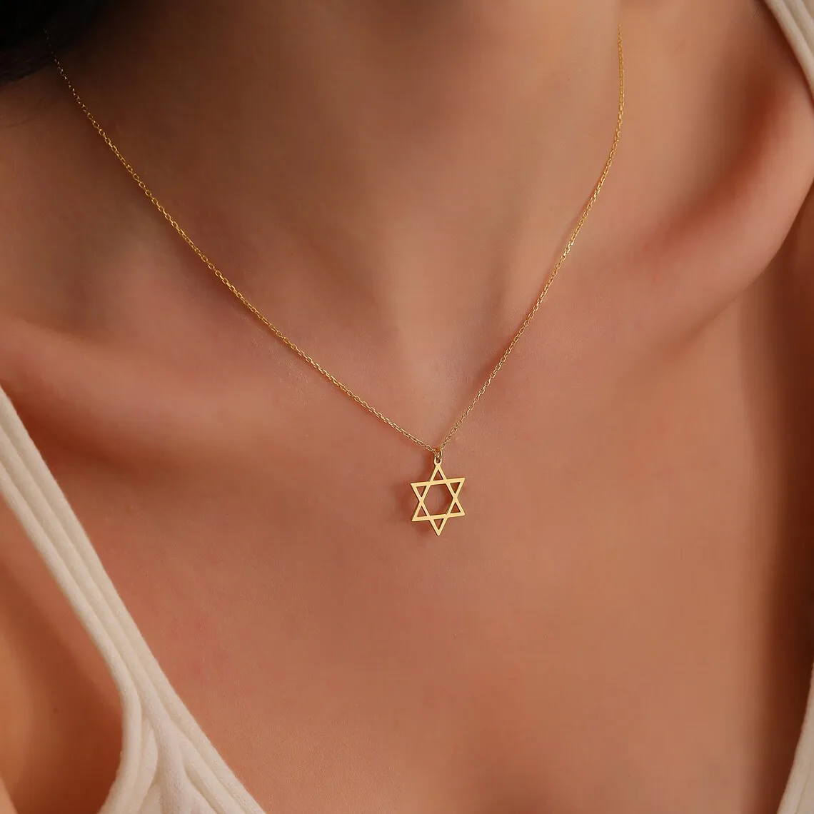 

Fashion Mogen Star of David Pendant Necklace for Women Stainless Steel Jewish Symbols Necklace Men's Religious Amulet Jewelry