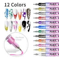 New 1/12Pcs Manicure Pens Nail Polish Hook Line Pens Stippling Graffiti Acrylic Paint Nail Art Line Pen Tools Nail Art Brush 1