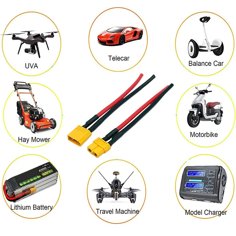 Câble XT60 Mâle/Femelle 10-20cm pour Batterie RC