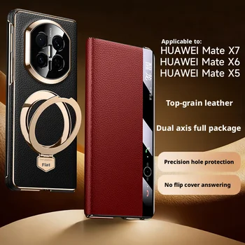Genuine Leather Case For Huawei Mate X7 X6 X5 X3 Dual axis full package Smart Touch View Flip Wake Up Sleeping Capa Holder Cover